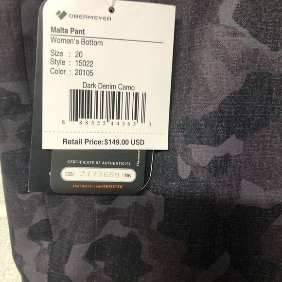 Obermeyer Malta Ski Snow Pants Dark Denim Camo NWT Womens Size 20 - Picture 7 of 12
